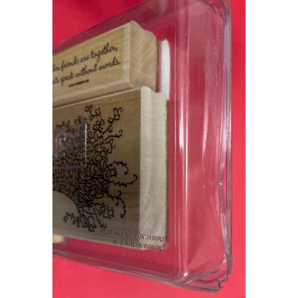 BARELY USED Stampin Up! Heartspeak Wood Mounted Rubber Stamp Set Friend Love - Picture 4 of 4